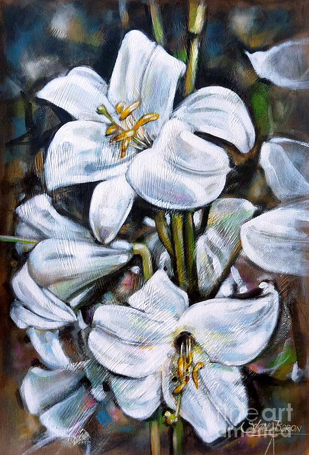 Flower Painting - White Lillies 240210 by Selena Boron