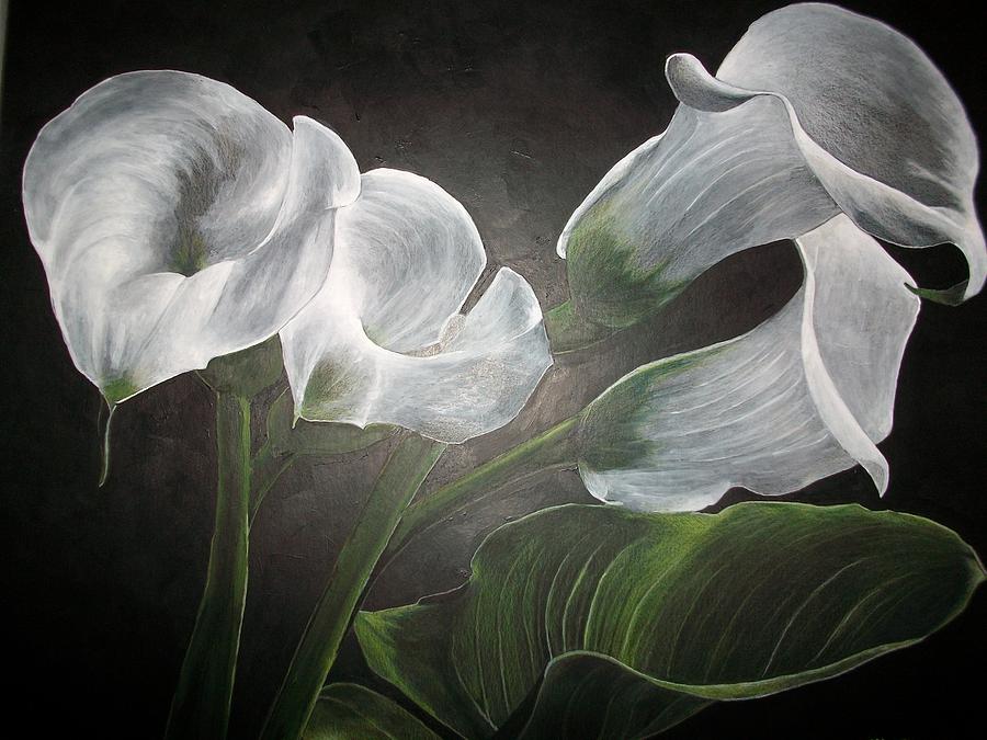 Lillies Painting - White Lillies by Geoffrey Murray