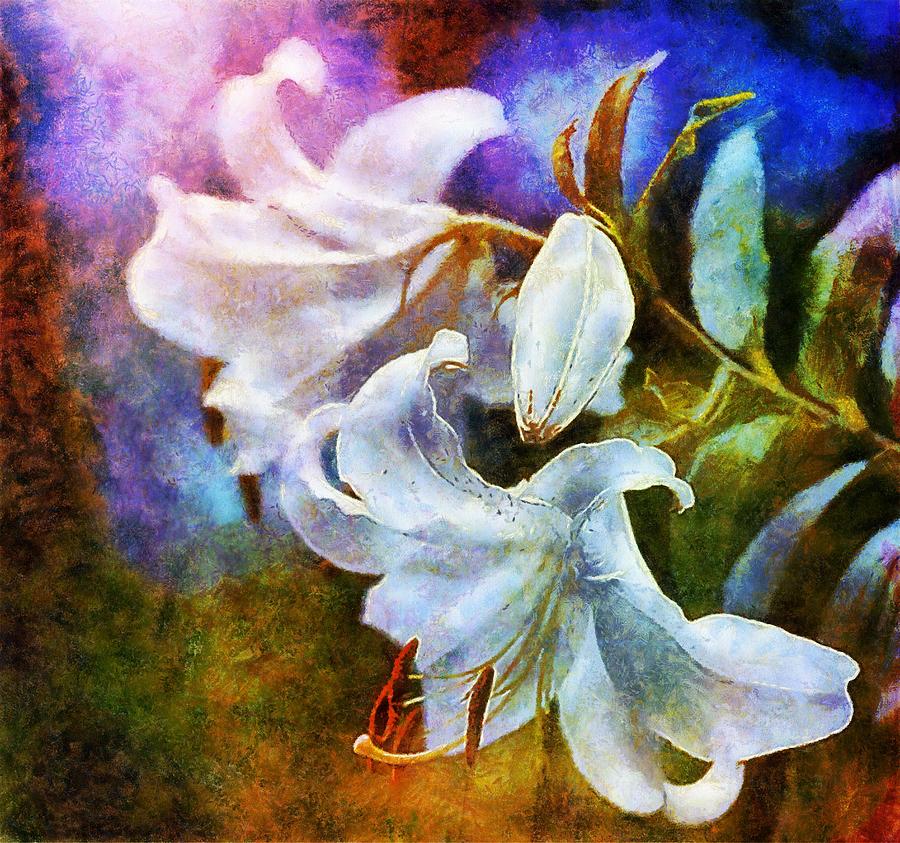 White Lily - colorful edition Painting by Lilia D