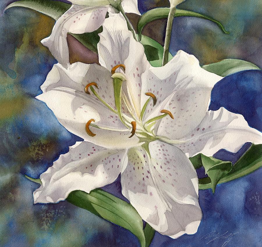 White Lily Painting by Alfred Ng
