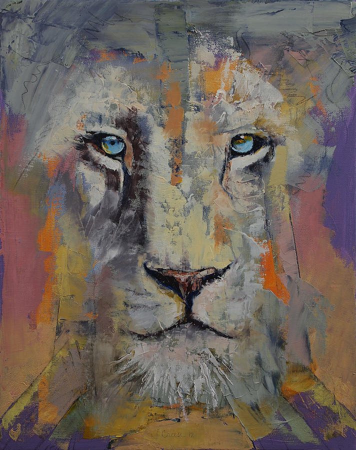 White Lion Painting by Michael Creese