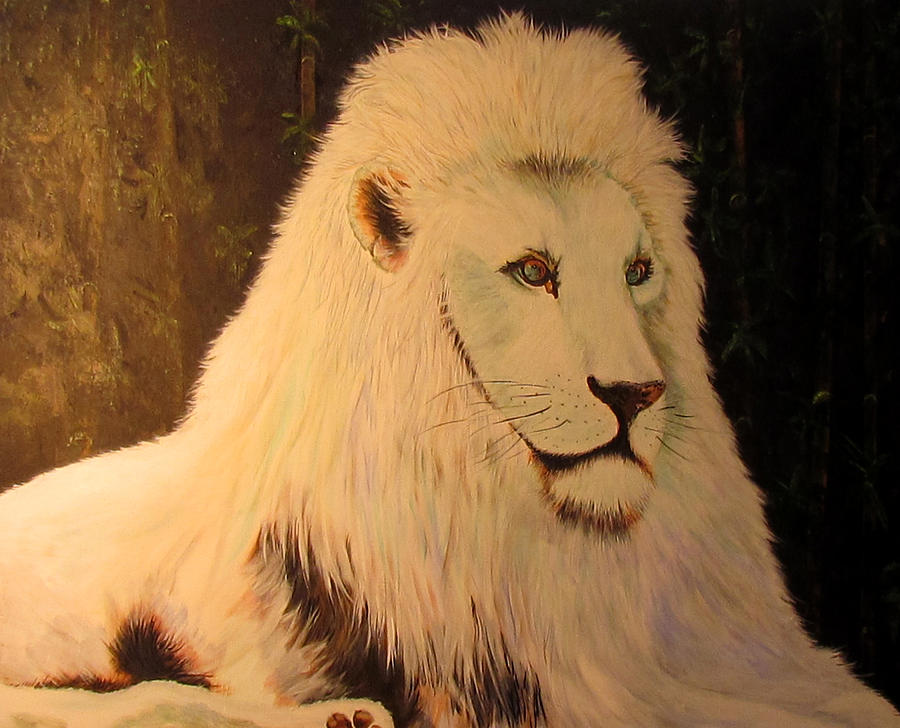 White Lion Painting By Susan Duxter