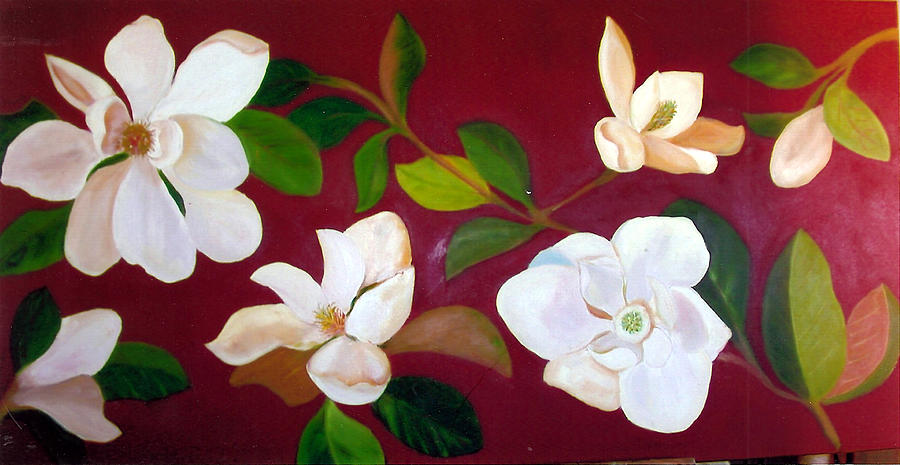 White Magnolias Painting by Darla Freeman - Pixels