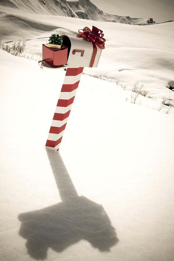 Christmas Photograph - White Mailbox Decorated For Christmas by Kevin Smith