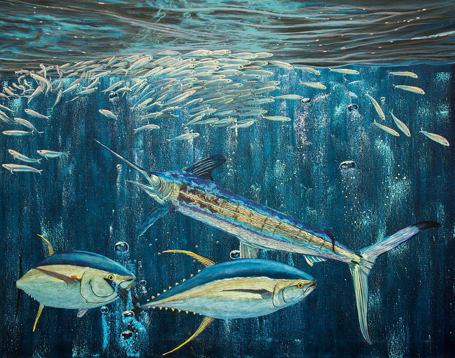 Fish Painting - White Marlin original oil painting 24x36in on canvas by Manuel Lopez