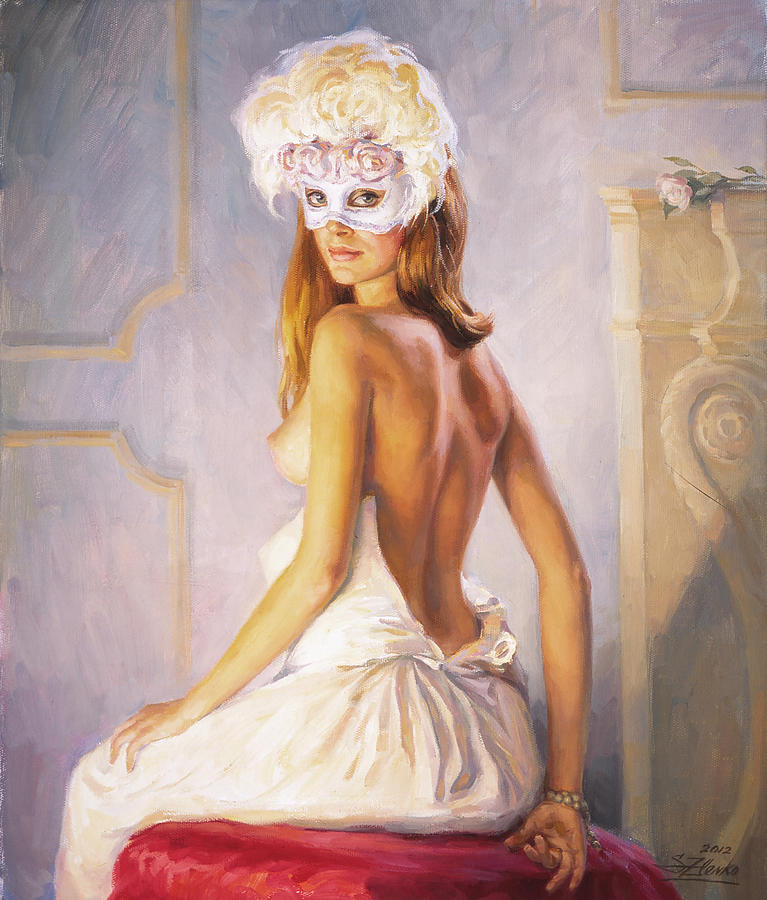 White mask Painting by Serguei Zlenko