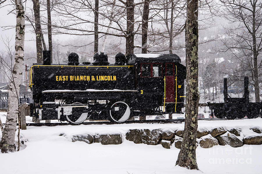 Tree Photograph - White Mountains Railroad and Train by Glenn Gordon
