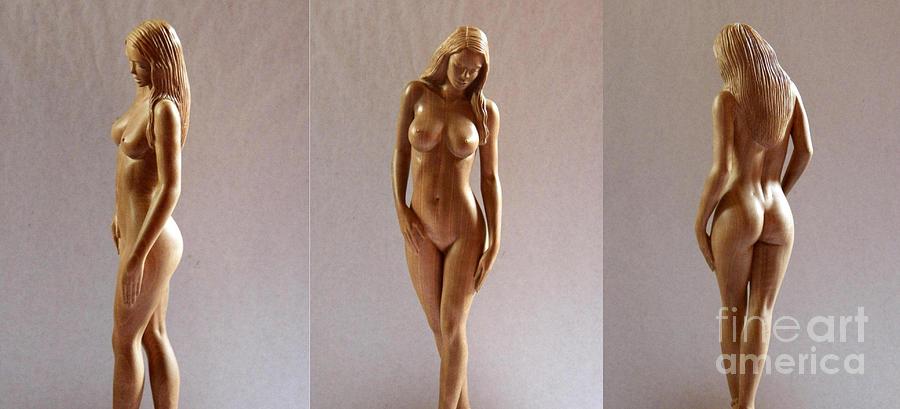 White Naked - Wood Sculpture Sculpture by Ronald Osborne