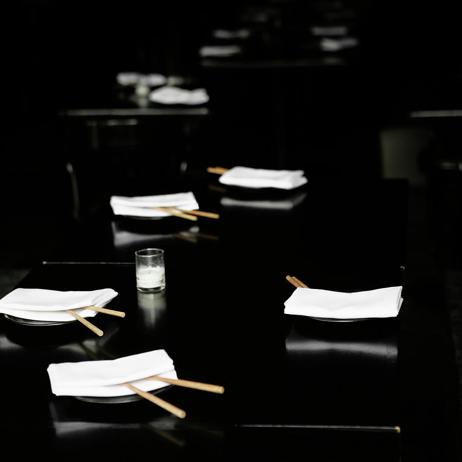 White Napkins And Chopsticks On Black Photograph by Ron Koeberer White Napkins And Chopsticks On Black Photograph by Ron Koeberer