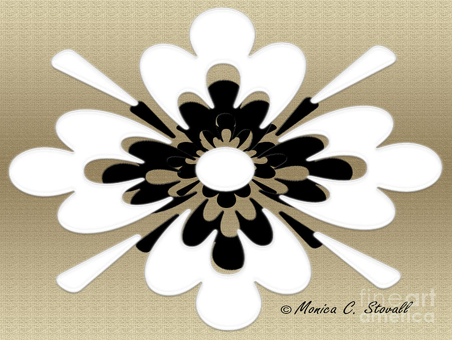 White on Gold Floral Design Digital Art by Monica C Stovall