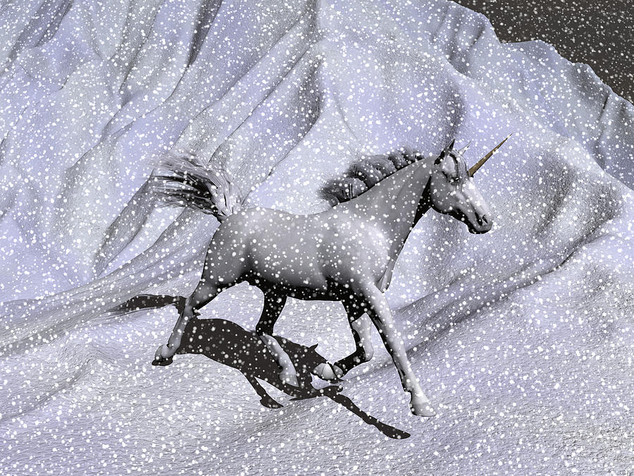 Unicorn Digital Art - White on White by Michele Wilson