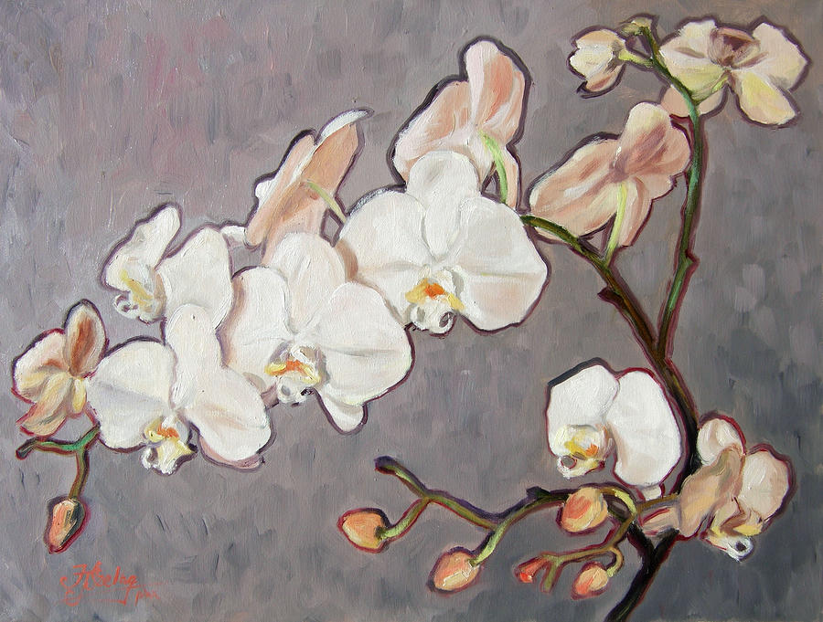 White orchid Painting by Irek Szelag