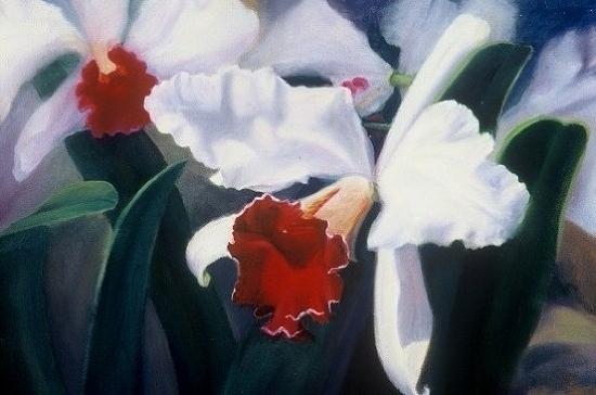 Flower Painting - White Orchid by Lynda Hughes Flower Painting - White Orchid by Lynda Hughes