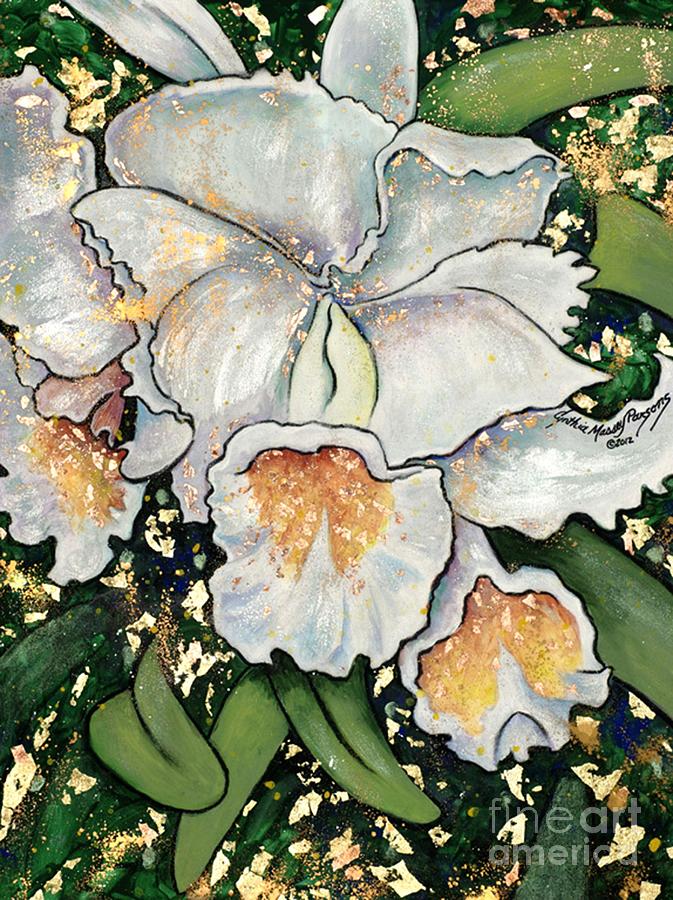 White Orchids Painting by Cynthia Parsons