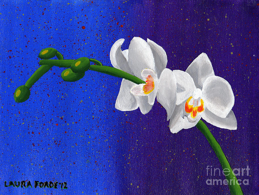 White Orchids Painting by Laura Forde