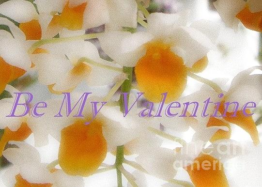 White Orchids Valentine Card Photograph by Barbie Corbett-Newmin
