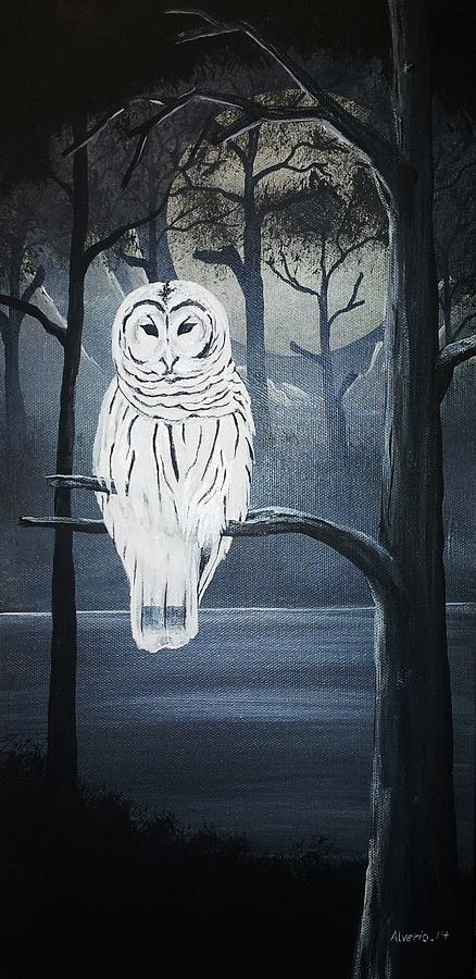 White Owl  Painting by Edwin Alverio