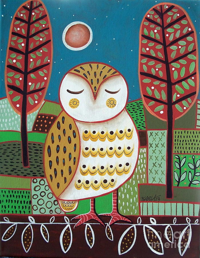 Owl Painting - White Owl by Karla Gerard