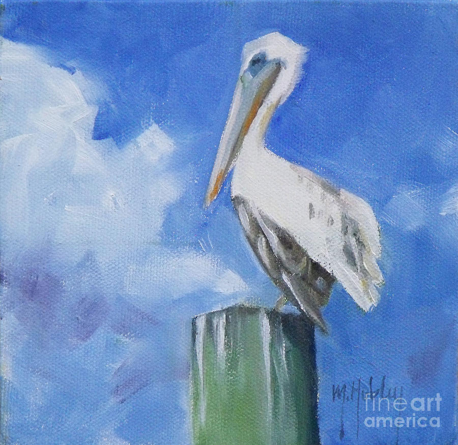 White Pelican Painting by Mary Hubley