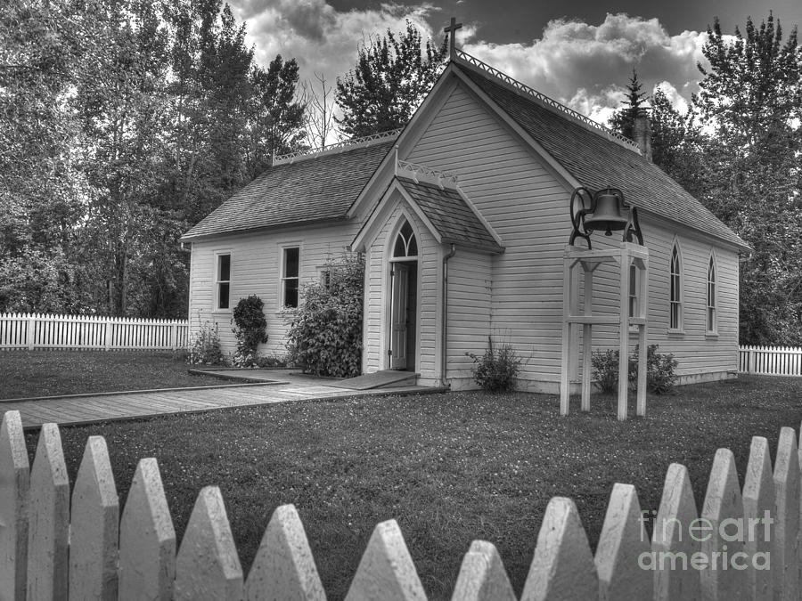 White Picket Fence Church Photograph by Darcy Michaelchuk