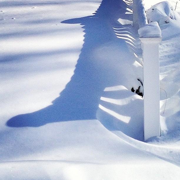 White Picket Fence Shadow In The Snow Photograph by Jim Spencer