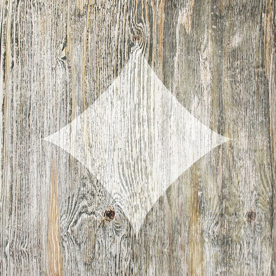 White Playing Card Diamond On White Washed Wood Photograph by Suzanne Powers