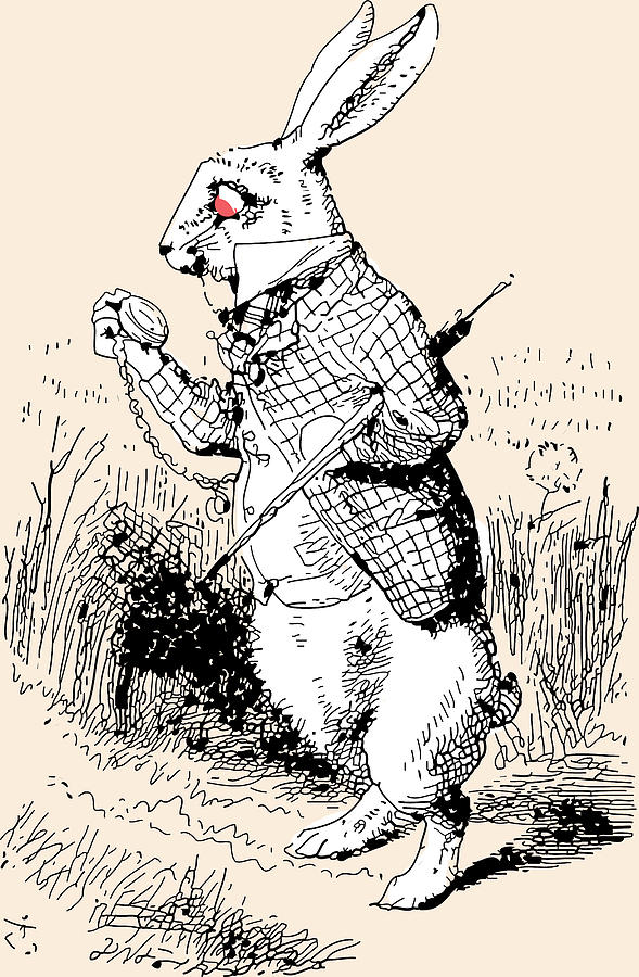 John Tenniel Drawing - White Rabbit Alice in Wonderland by John Tenniel