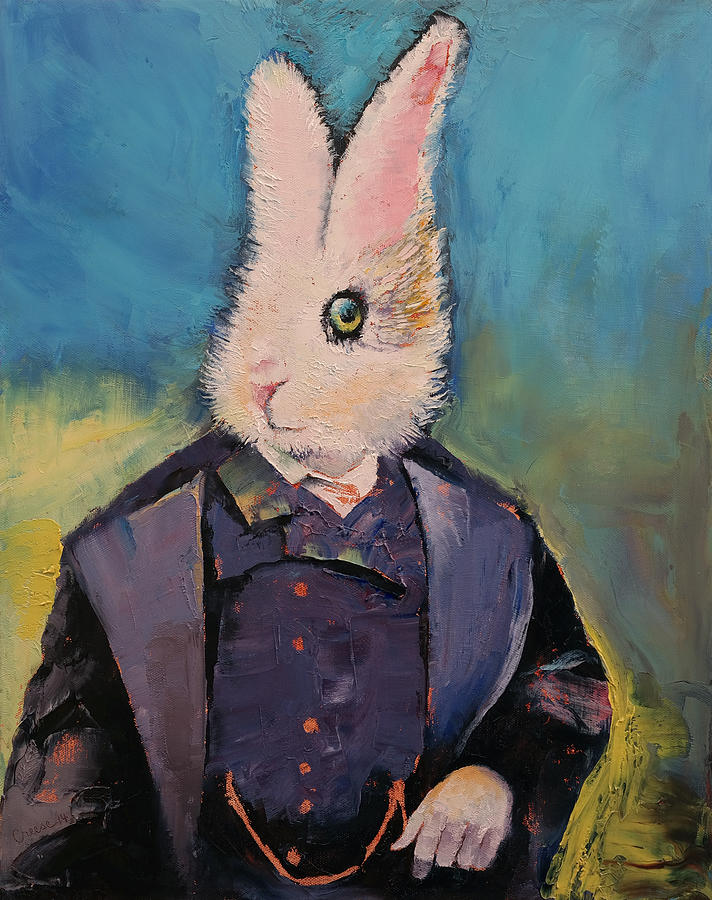 Rabbit Painting - White Rabbit by Michael Creese