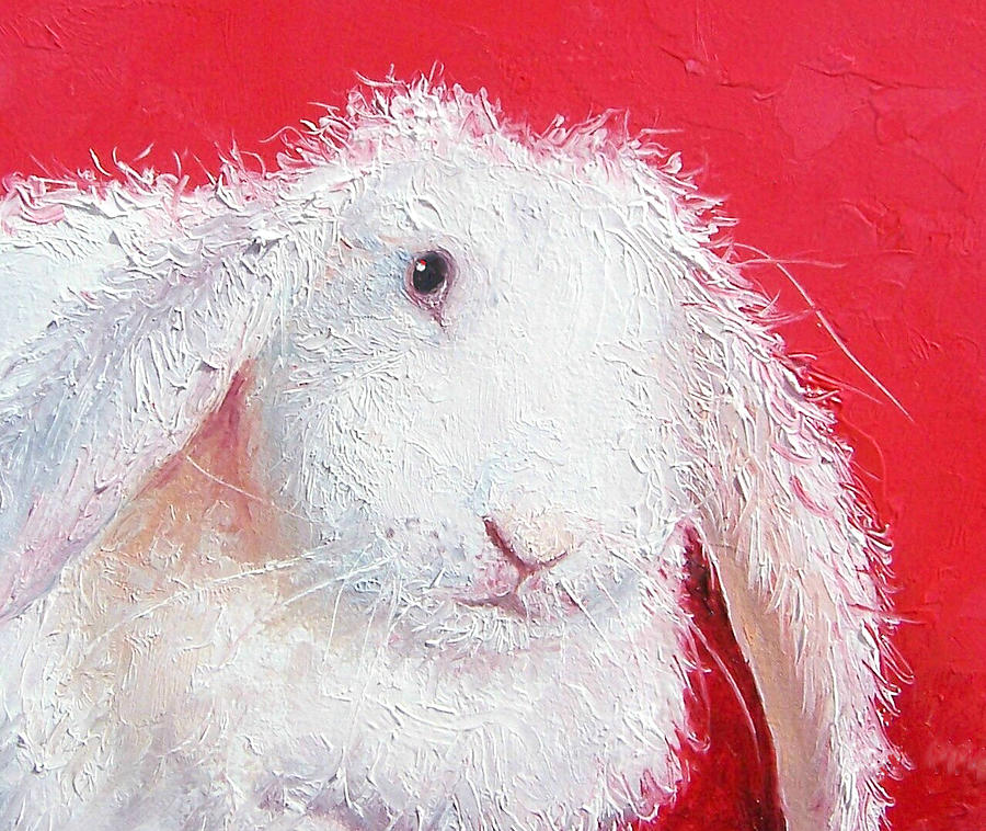 Easter Painting - White Rabbit Painting by Jan Matson
