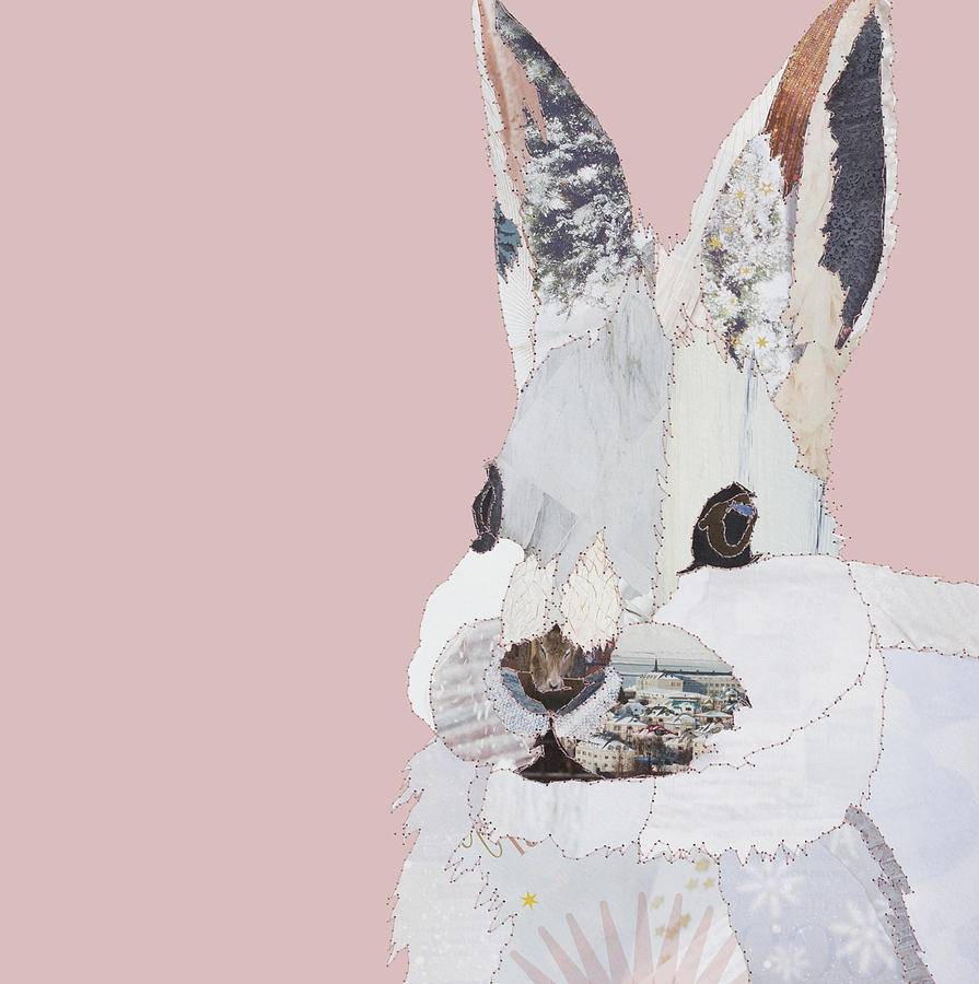 Rabbit Painting - White-rabbit Pink Ground by MGL Meiklejohn Graphics Licensing
