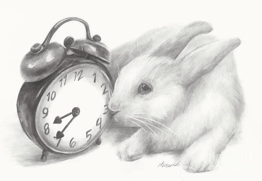 White rabbit still life Drawing by Meagan  Visser