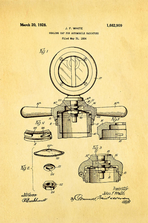 White Radiator Cap Patent Art 2 1928 Photograph by Ian Monk - Pixels