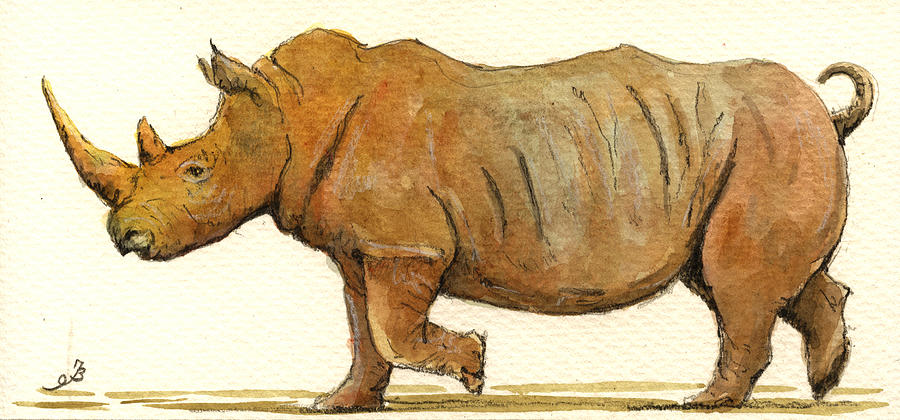 Wildlife Painting - White Rhino by Juan  Bosco