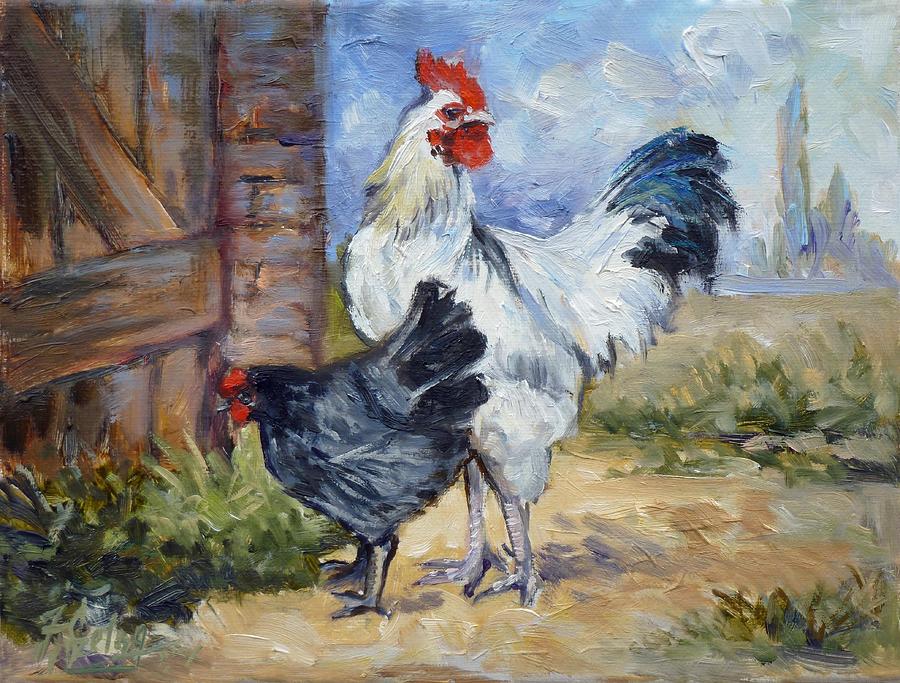 White rooster Painting by Irek Szelag
