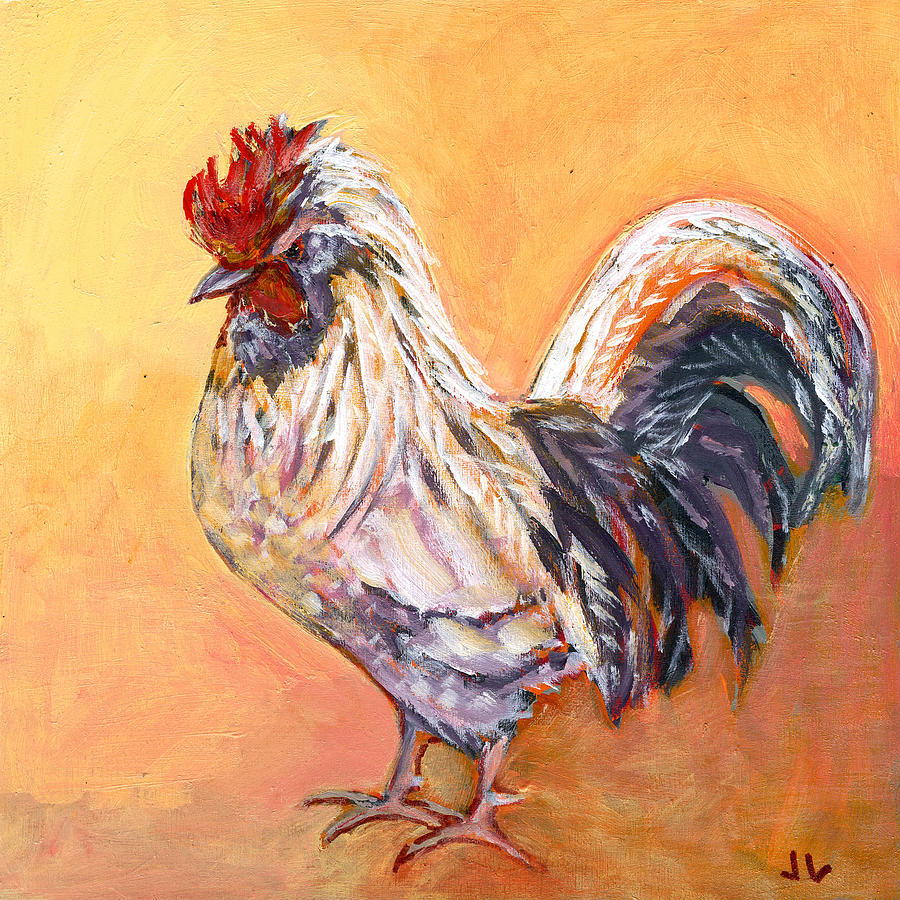 Chicken Painting - White Rooster by Jennifer Lommers
