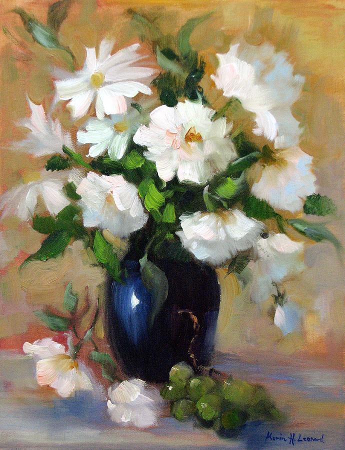 Rose Painting - White Rose Elegance by Karin  Leonard