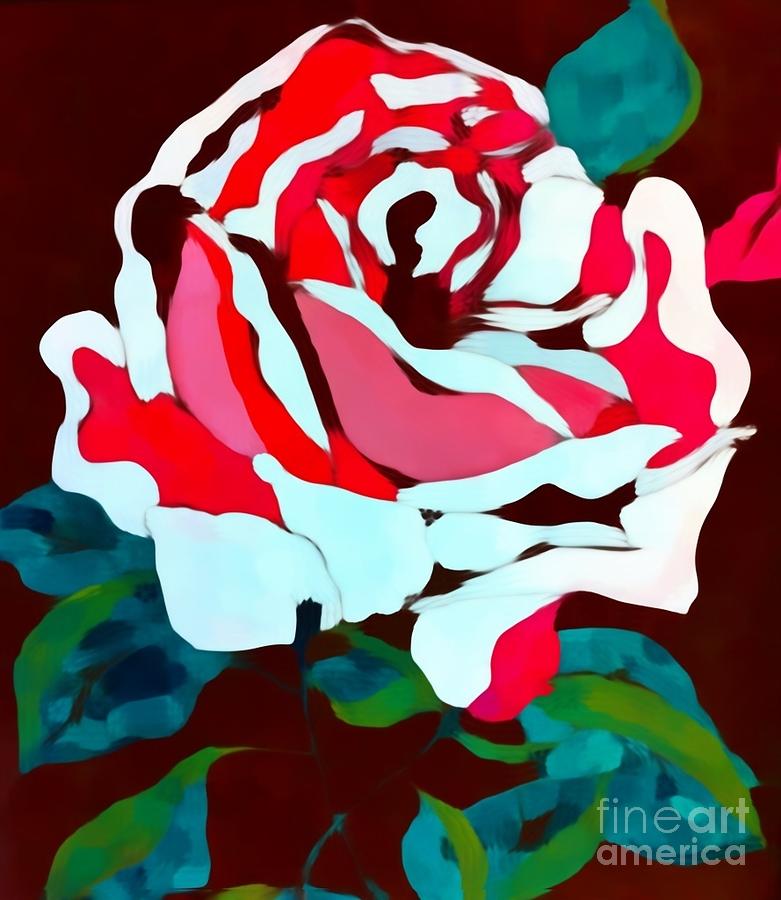 White Rose Impression Painting by Saundra Myles