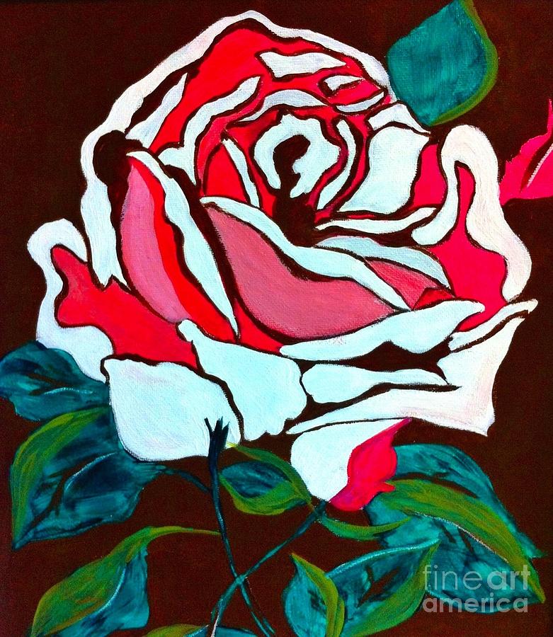 White Rose Painting by Saundra Myles