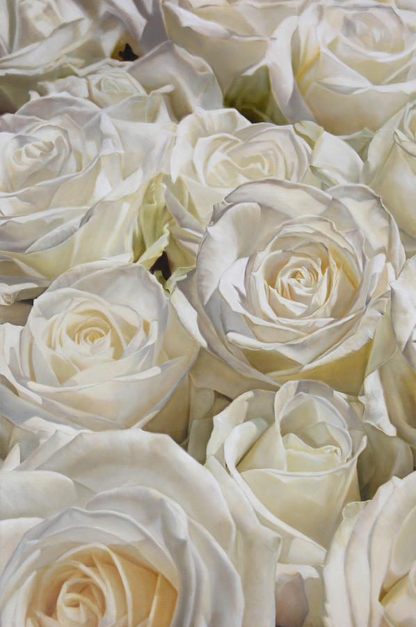 Rose Painting - White Roses 130 x 194 cm by Thomas Darnell