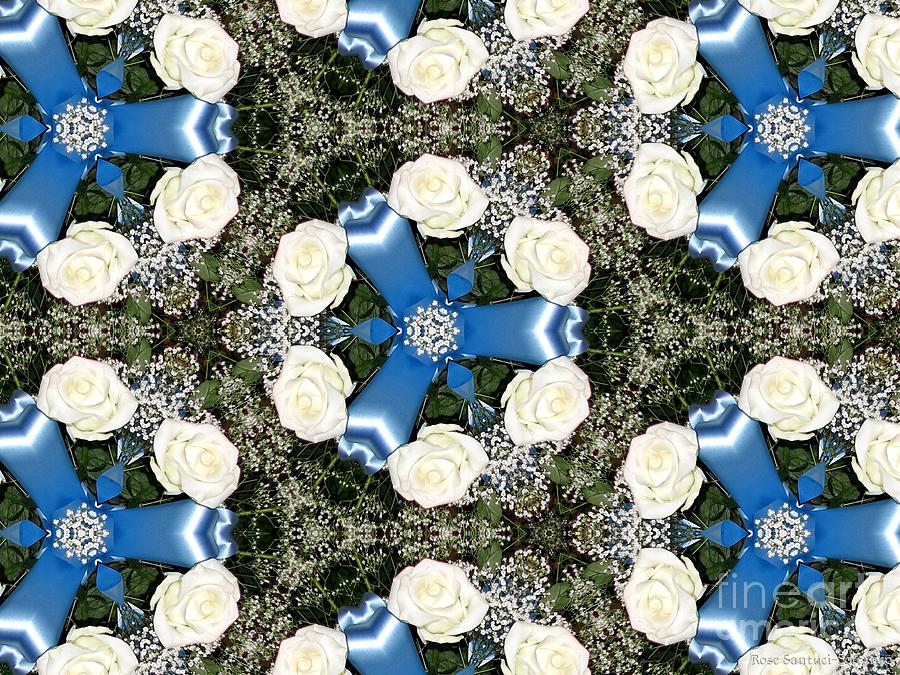 White Roses and Babys Breath Kaleidoscope Photograph by Rose Santuci-Sofranko