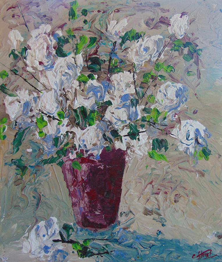 White Roses Painting by Frederic Payet