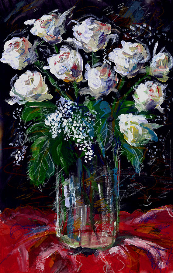 White roses Painting by Maxim Komissarchik