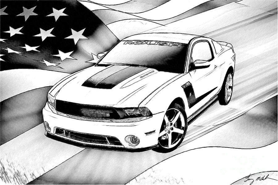 White Roush Mustang Digital Art by Tommy Anderson