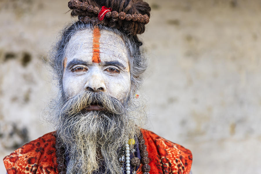 White Sadhu - indian holyman sitting in the temple Photograph by Bartosz Hadyniak