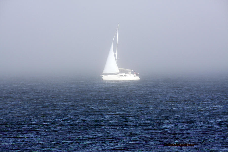White Sailboat In Dublin Bay Photograph by Aidan Moran