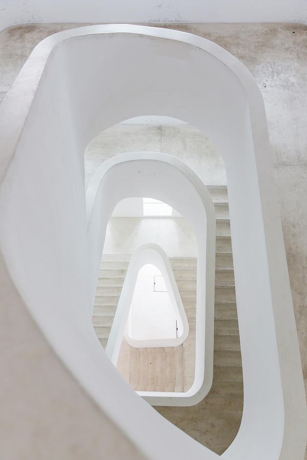 White Spiral Staircase, High Angle View Photograph by Alexander Spatari