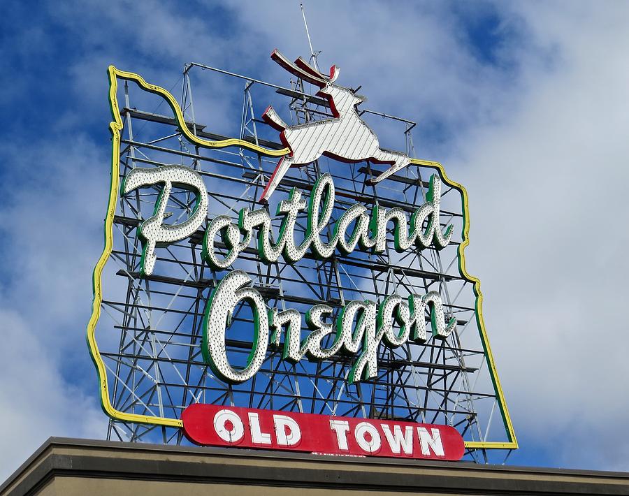 White Stag Sign Portland Oregon Photograph