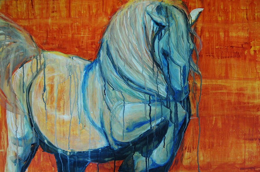 White Stallion Painting by Jani Freimann