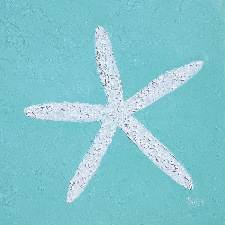 White Starfish Painting by Jan Matson