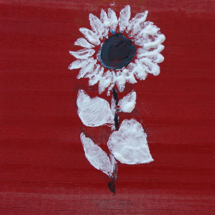 White Sunflower Painting by Roger Cummiskey